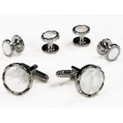 Fluted Diamond Cufflinks and Studs (Mother of Pearl Center) Fluted Diamond Cufflinks and Studs (Mother of Pearl Center)